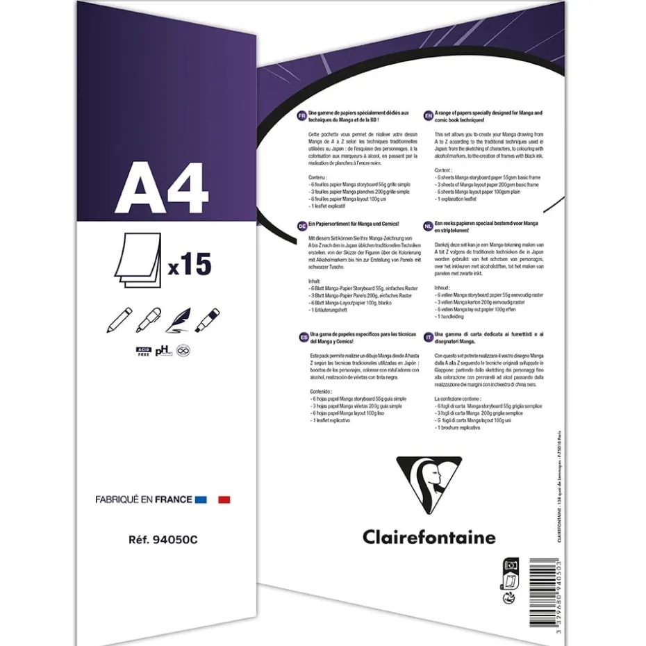 Clairefontaine Mangaka Essential Paper 15ark 55/100/200g A4