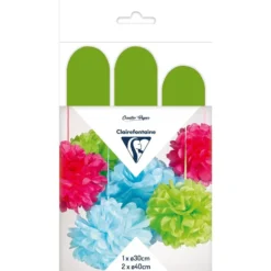 Clairefontaine Silkepapir Pomponger 3stk – Apple green