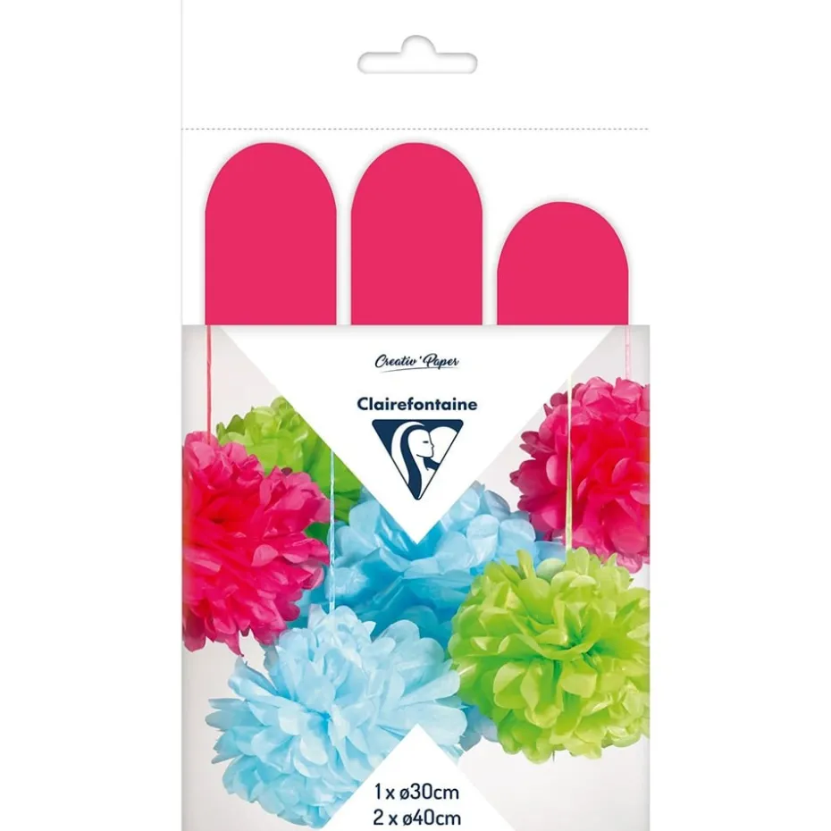 Clairefontaine Silkepapir Pomponger 3stk – Cyclamen