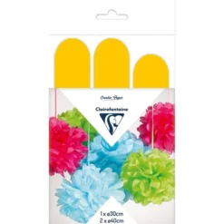 Clairefontaine Silkepapir Pomponger 3stk – Yellow