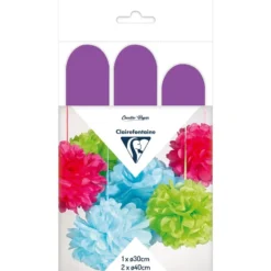 Clairefontaine Silkepapir Pomponger 3stk – Purple
