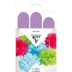 Clairefontaine Silkepapir Pomponger 3stk – Malve