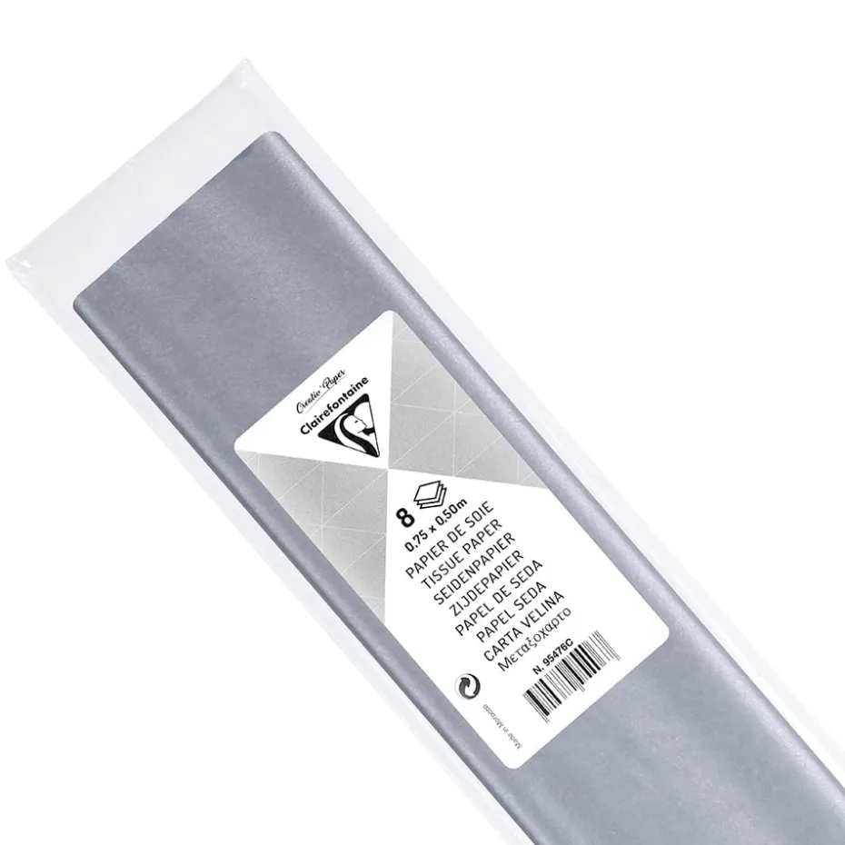 Clairefontaine Silkepapir 50x70cm 8ark – Sølv