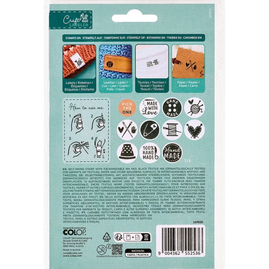 COLOP Craft Labeler – Stempelsett tekstil 10stk – Handmade