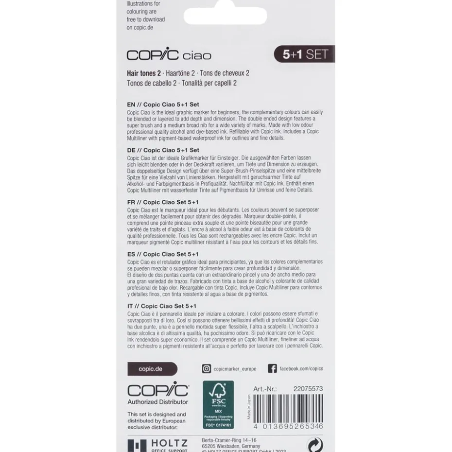 Copic Marker Ciao 5+1 Sett – Hair Tones 2