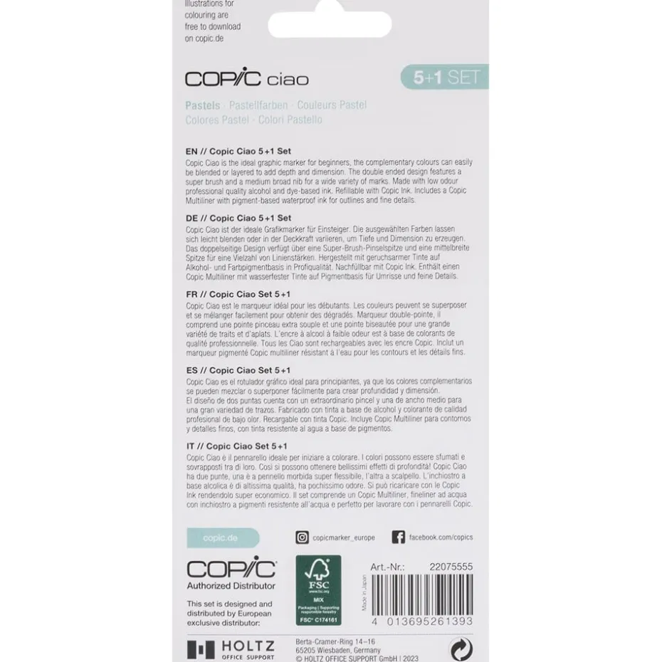 Copic Marker Ciao 5+1 Sett – Pastels
