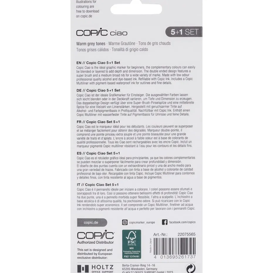 Copic Marker Ciao 5+1 Sett – Warm Grey Tones