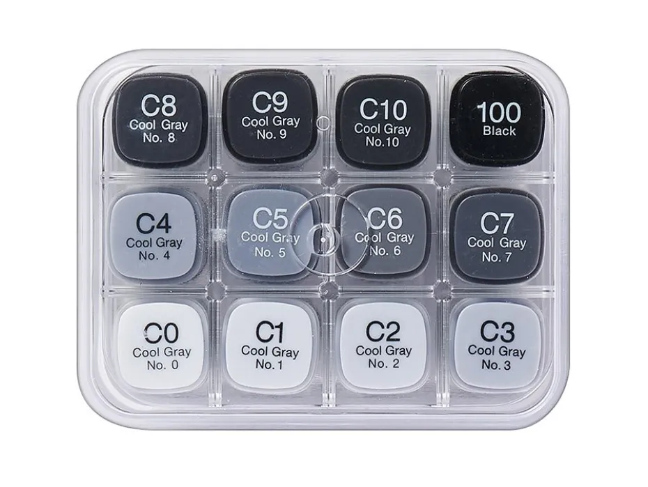 Copic Marker Classic Sett – 12stk – Grå Cool Grey