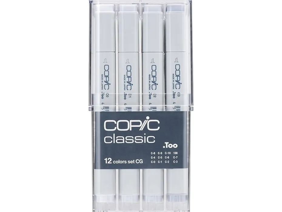 Copic Marker Classic Sett – 12stk – Grå Cool Grey
