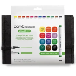 Copic Marker Classic Wallet Sett – 12stk Bright and Mid tone