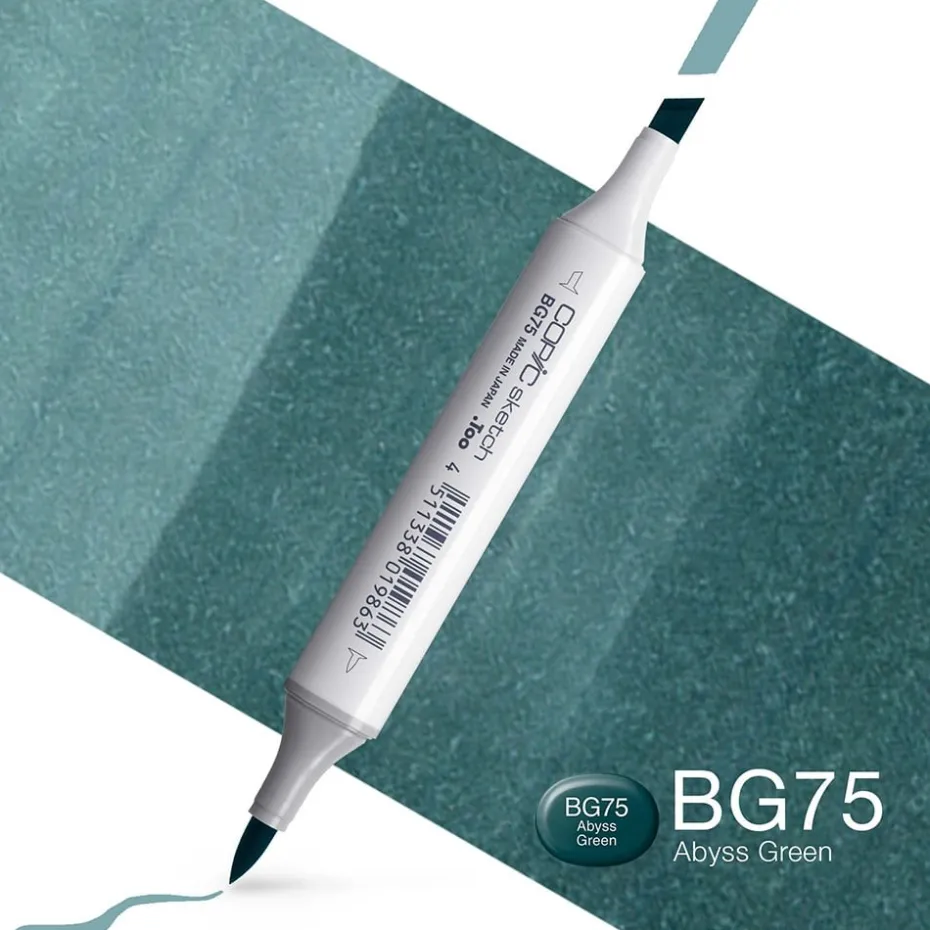 Copic Marker Sketch – BG75 Abyss Green