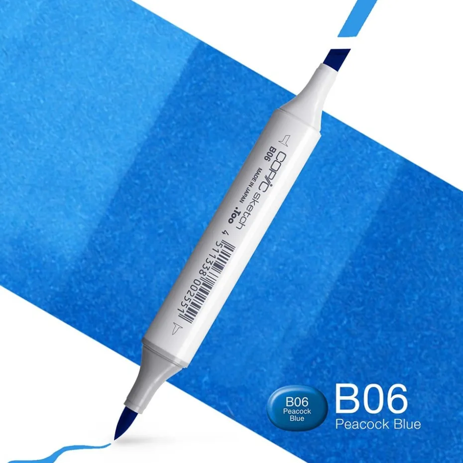 Copic Marker Sketch – B06 Peacock Blue