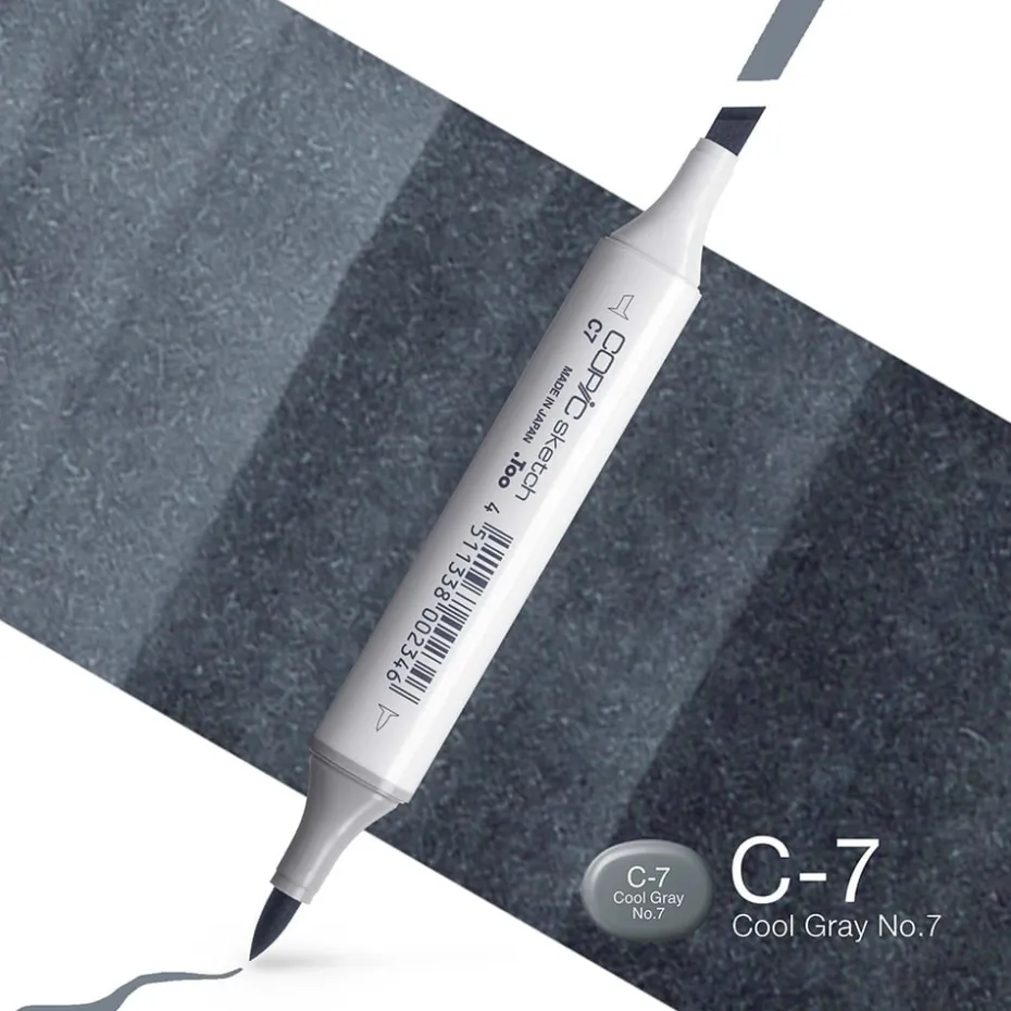 Copic Marker Sketch – C7 Cool Gray No.7
