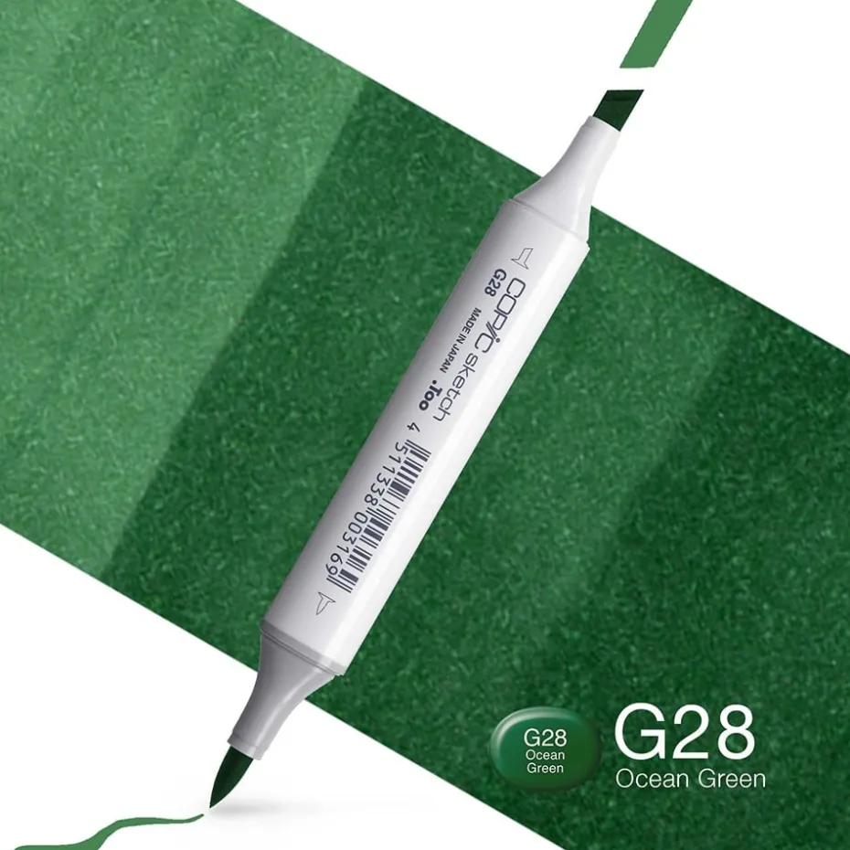 Copic Marker Sketch – G28 Ocean Green
