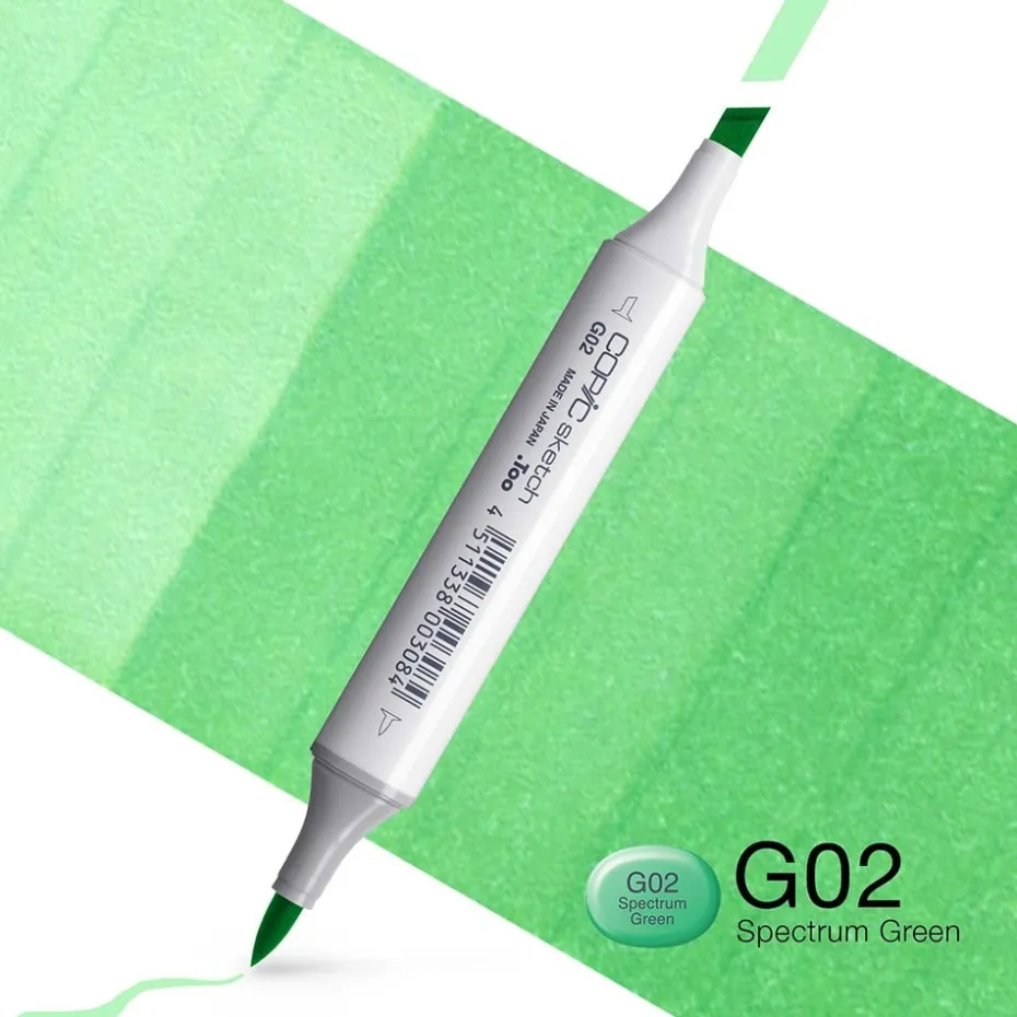 Copic Marker Sketch – G02 Spectrum Green