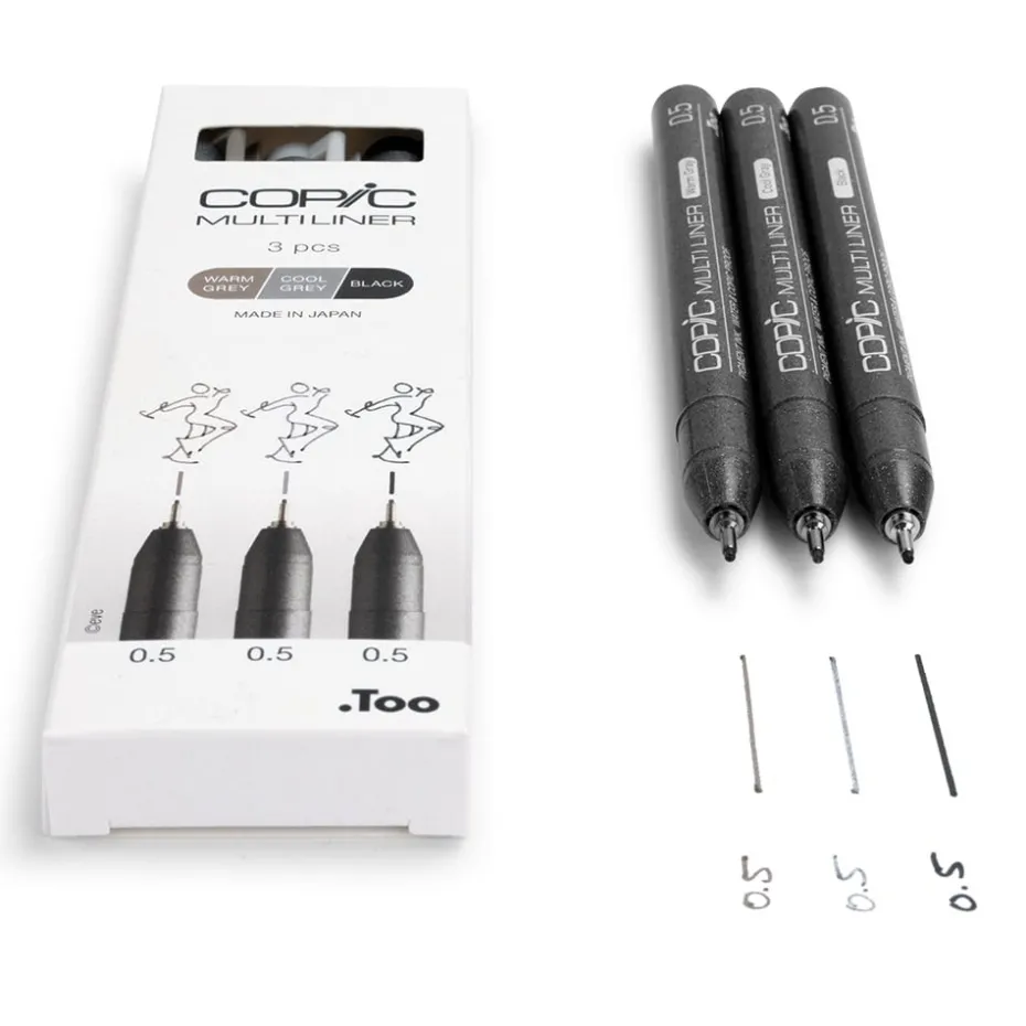 Copic Multiliner Sett – Coloured 4stk Warm+Cool Grey