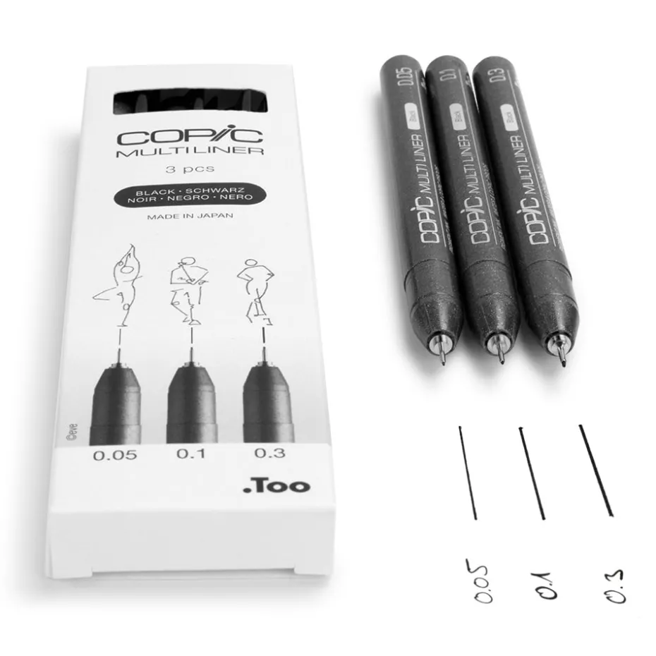 Copic Multiliner Sett Fine 3stk – Black