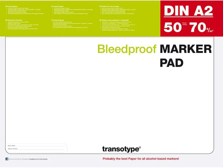 Copic Transotype Marker Pad – A2 – 75g – 50ark