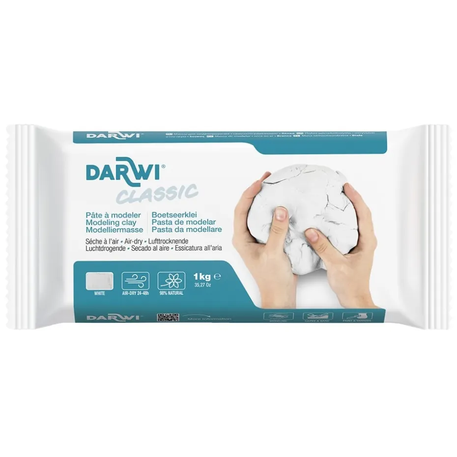Darwi Classic Lufttørkende leire Hvit – 1kg
