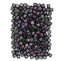 dpCraft Bokstavperler fikantet 6mm 124stk – Sort/neon