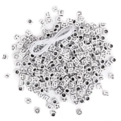 dpCraft Bokstavperler fikantet 6mm 285stk – Hvit emojis