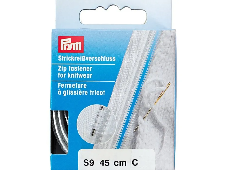 Eclair Glidelås S9 Strikk – 45cm – Hvit