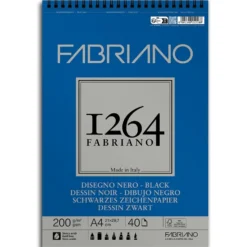 Fabriano 1264 Black Tegneblokk Spiral 200g 40ark – A4