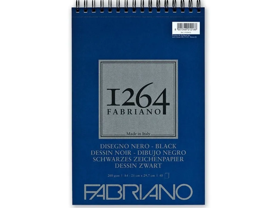 Fabriano 1264 Black Tegneblokk Spiral 200g 40ark – A4