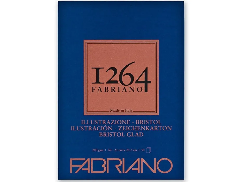 Fabriano 1264 Bristol Tusjblokk – Limt 200g 50ark – A4
