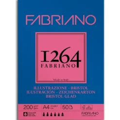Fabriano 1264 Bristol Tusjblokk – Limt 200g 50ark – A4