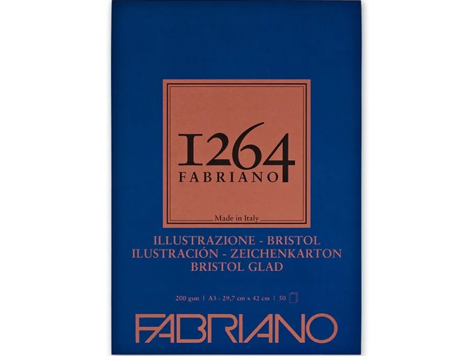 Fabriano 1264 Bristol Tusjblokk – Limt 200g 50ark – A3