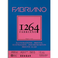 Fabriano 1264 Bristol Tusjblokk – Limt 200g 50ark – A3
