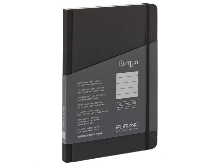 Fabriano EcoQua Plus Fabric A5 Linjert Black