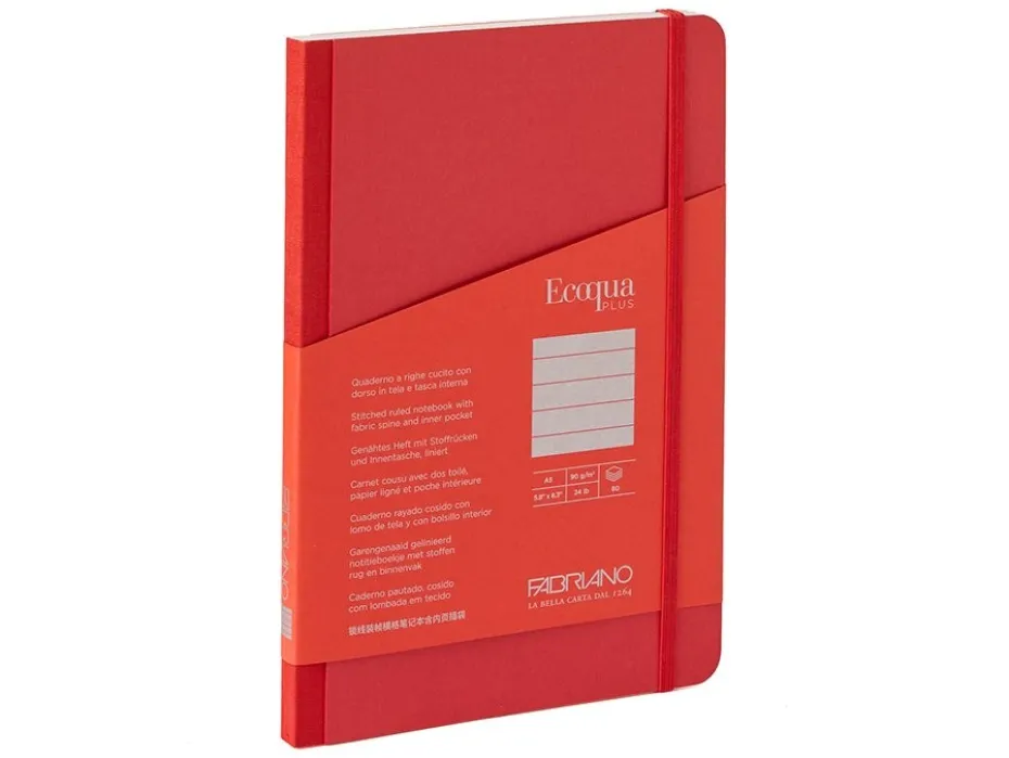 Fabriano EcoQua Plus Fabric A5 Linjert Red
