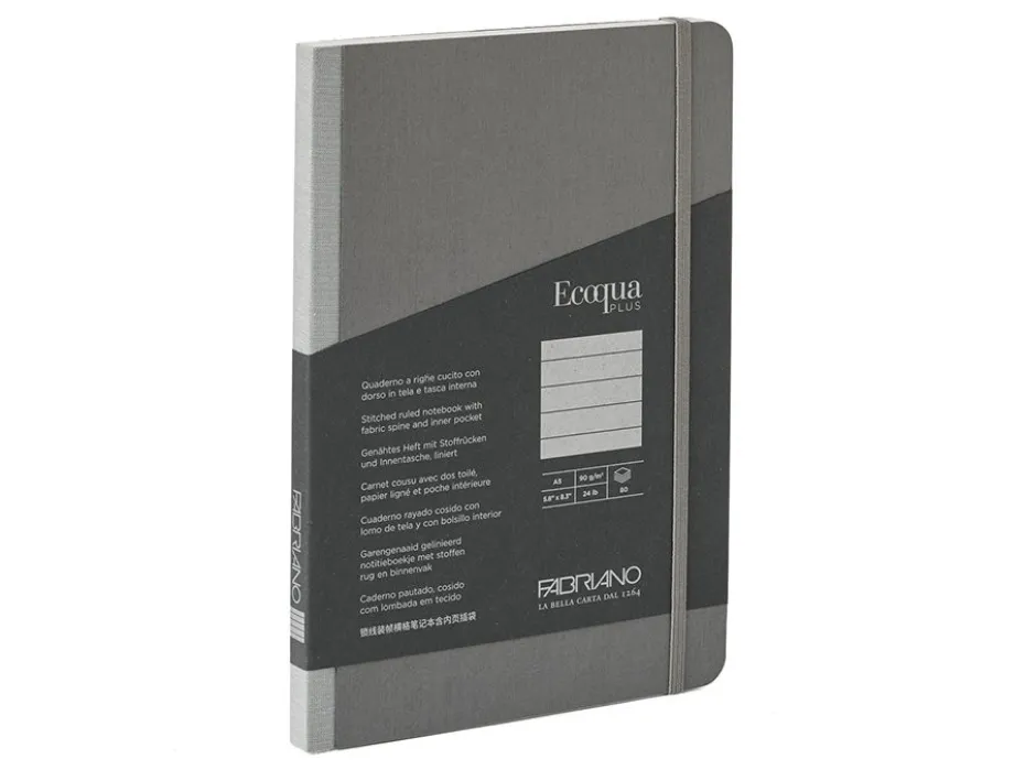 Fabriano EcoQua Plus Fabric A5 Linjert Grey