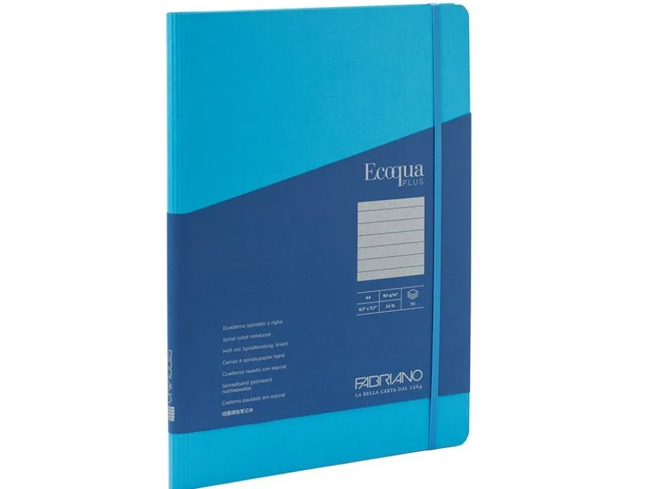 Fabriano EcoQua Plus Spiral A4 Linjert Light Blue