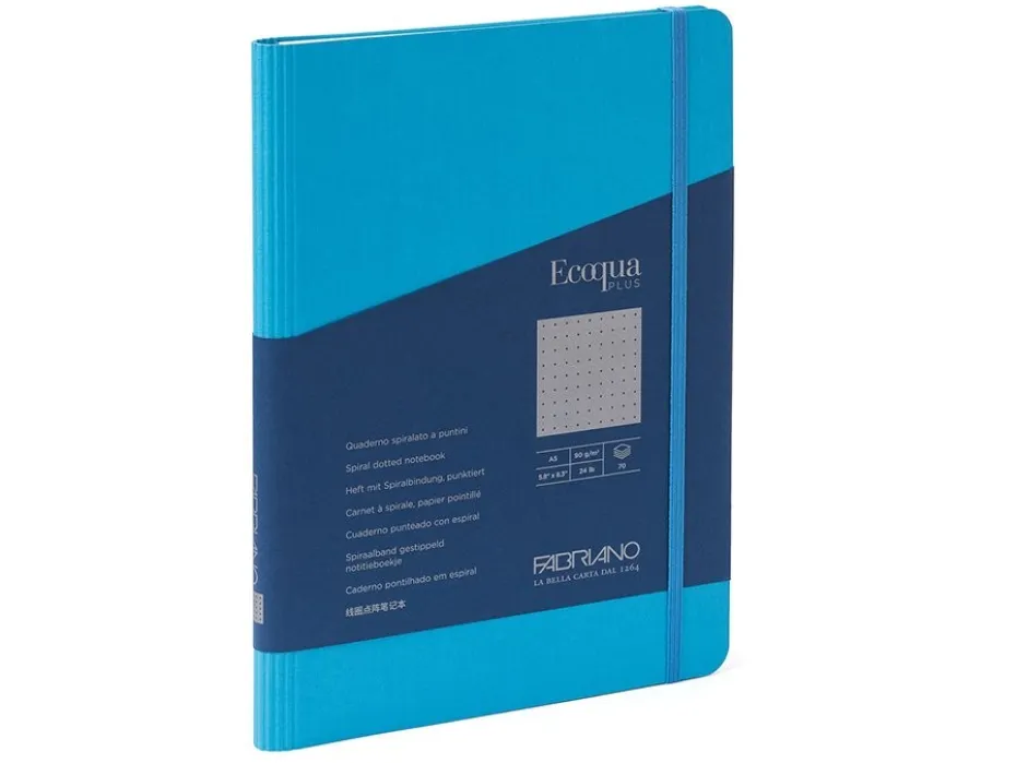 Fabriano EcoQua Plus Spiral A5 Prikker Light Blue