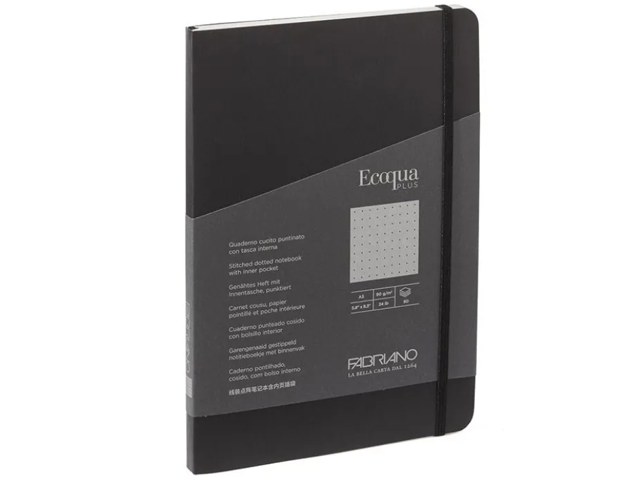 Fabriano EcoQua Plus Sydd A5 Prikker Black