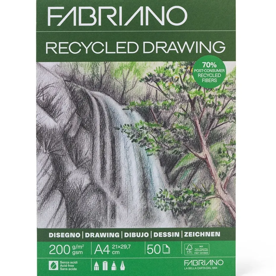Fabriano Recycled Drawing Tegneblokk 200g 50ark – A4