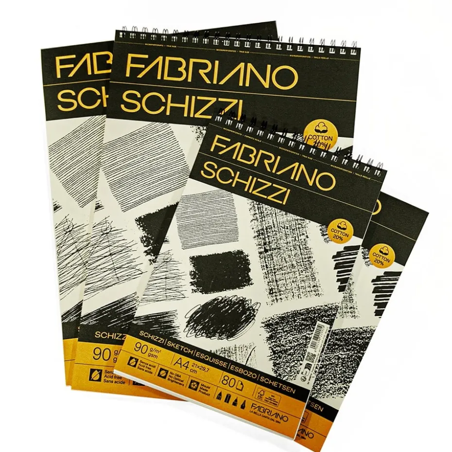 Fabriano Schizzi Skisseblokk Limt Elfenben 80ark 90g – A3