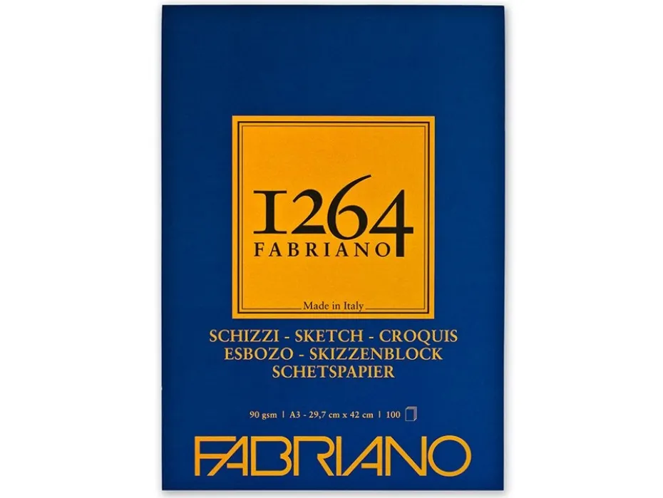 Fabriano 1264 Sketch Skisseblokk Limt 90g 100ark – A3