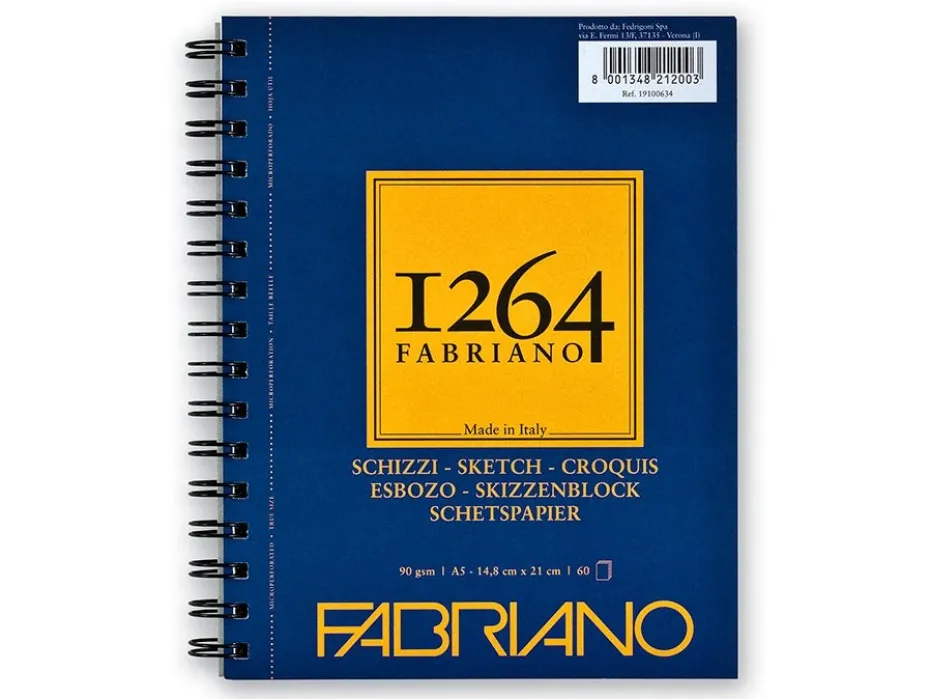 Fabriano 1264 Sketch Skisseblokk Spiral 90g 60ark – A5