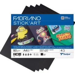 Fabriano Stick’Art Selvklebende papir 4ark – A4 80g – Sort
