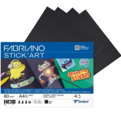 Fabriano Stick’Art Selvklebende papir 4ark – A4 80g – Sort