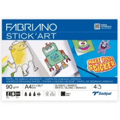 Fabriano Stick’Art Selvklebende papir 4ark – A4 90g – Hvit