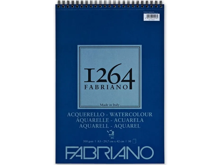 Fabriano 1264 Watercolour Akvarellblokk Spiral 300g 30ark A3