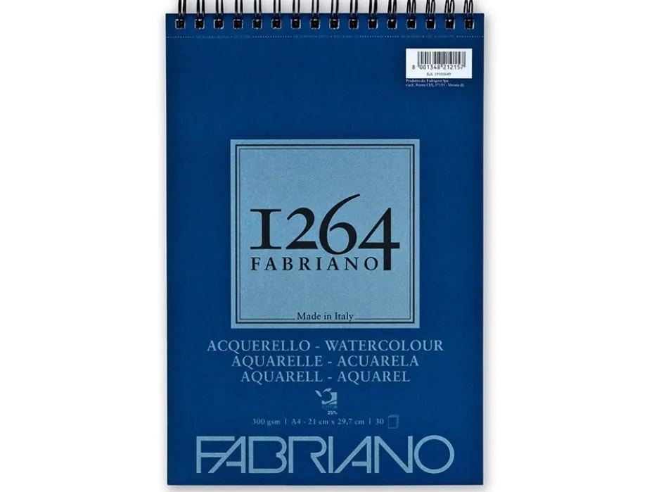 Fabriano 1264 Watercolour Akvarellblokk Spiral 300g 30ark A4