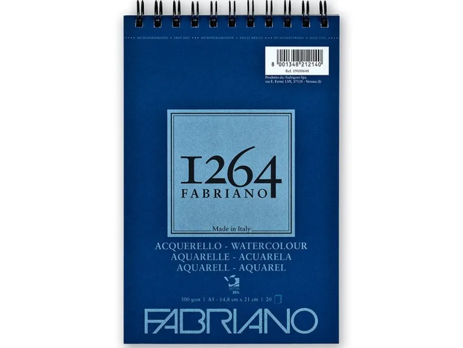 Fabriano 1264 Watercolour Akvarellblokk Spiral 300g 20ark A5