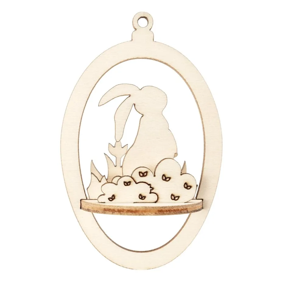 Figursett i tre – Egg Ø: 90mm – Påskehare