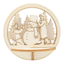Figursett i tre – Julekule Ø: 78mm – Snømann